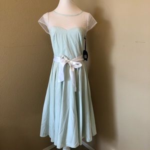 Hell Bunny vintage inspired dress- mint with lace